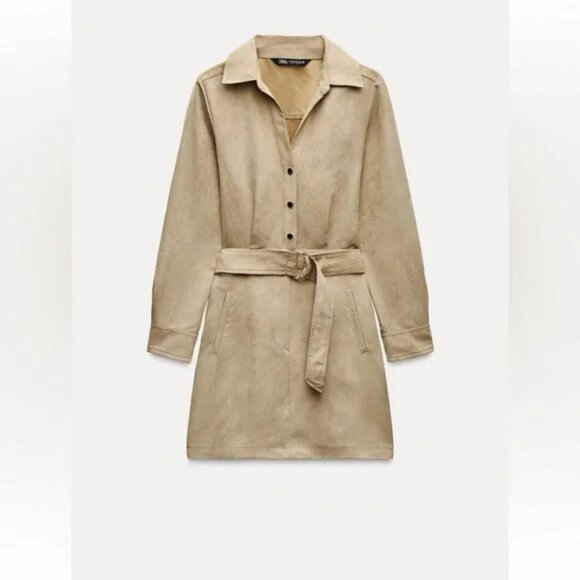 ZARA FAUX SUEDE MINI DRESS - Picture 4 of 7